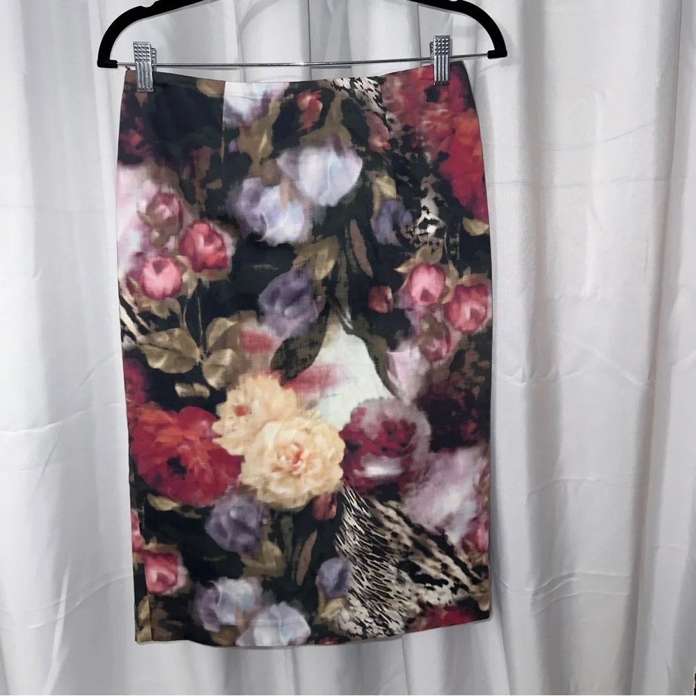 Black Halo Multicolor Floral Pencil Skirt #188 - Picture 1 of 5